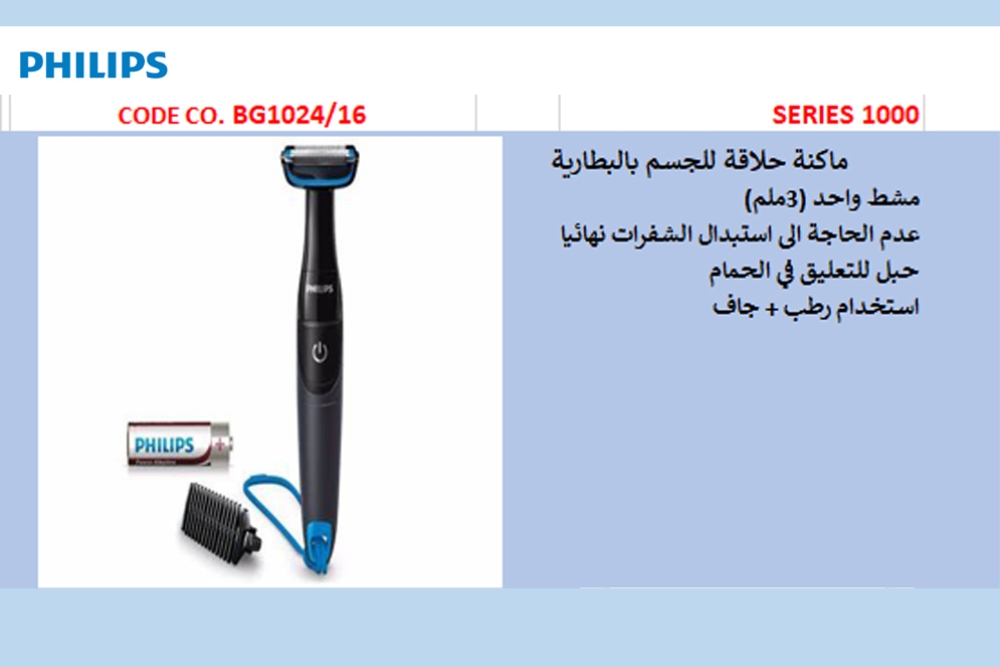 Bodygroom Series 1000 Showerproof groin and body trimmer BG1024/16